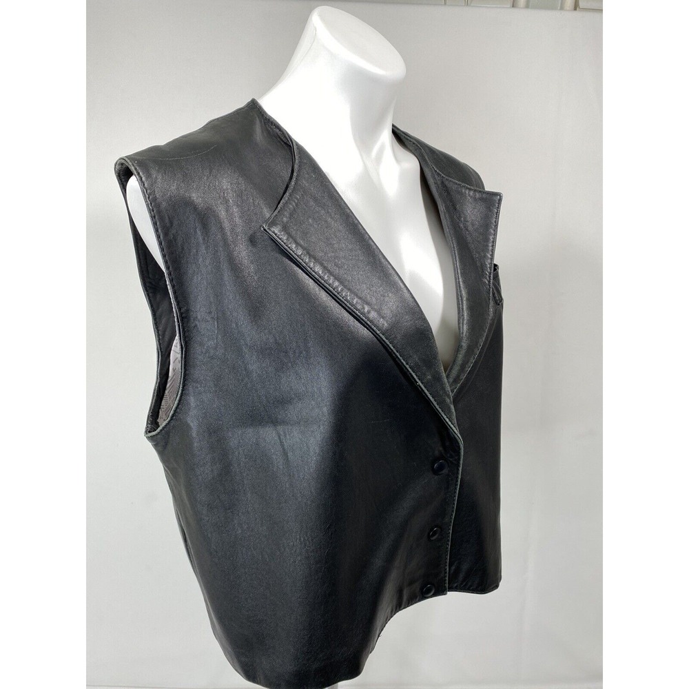 Vera Pelle Leather Vest Mens 50‎ Black Biker Motorcycle Made In Italy